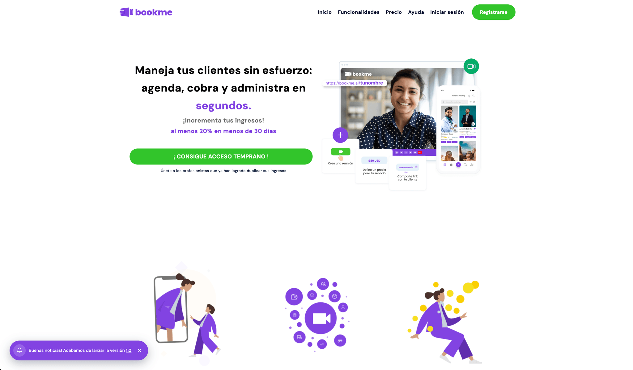 Bookme - Plataforma todo en uno para gestionar videollamadas, pagos y agenda de servicios profesionales | Project by Productividad by JohnOlven